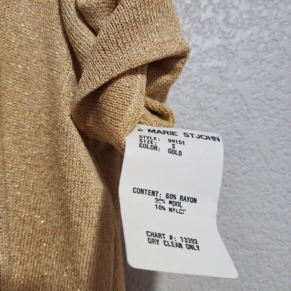 ST JOHN VINTAGE zip up golden sweater top short sleeve NEW WITH TAGS size S - Picture 9 of 9